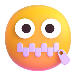 zipper-mouth face — Fluent 3D