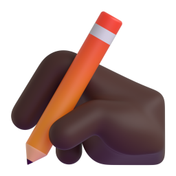 writing hand: dark skin tone — Fluent 3D