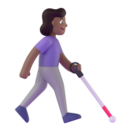 woman with white cane facing right: medium-dark skin tone — Fluent 3D